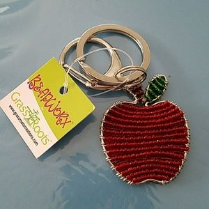 Beadworx Apple Glass Bead Keyfob
